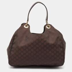 Pre Owned Gucci Dark Brown GG Nylon Colbert Hobo