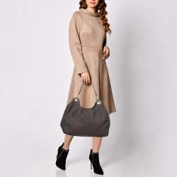 Pre Owned Gucci Dark Brown GG Nylon Colbert Hobo