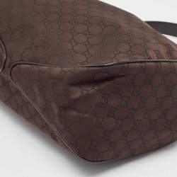 Pre Owned Gucci Dark Brown GG Nylon Colbert Hobo