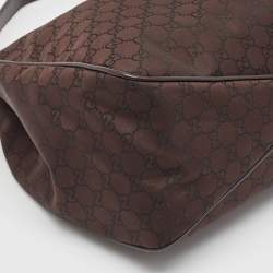 Pre Owned Gucci Dark Brown GG Nylon Colbert Hobo