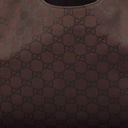 Pre Owned Gucci Dark Brown GG Nylon Colbert Hobo
