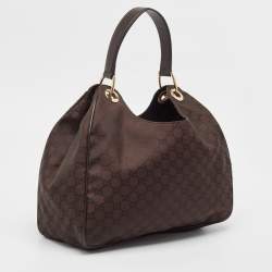 Pre Owned Gucci Dark Brown GG Nylon Colbert Hobo