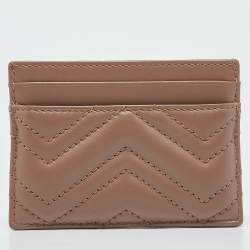 Gucci Beige Matelassé Leather GG Marmont Card Holder