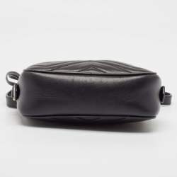 Gucci Black Matelasse Leather Mini GG Marmont Shoulder Bag