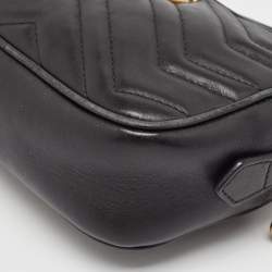 Gucci Black Matelasse Leather Mini GG Marmont Shoulder Bag