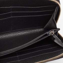 Gucci Black Leather Interlocking G Zip Continental Wallet