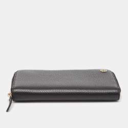 Gucci Black Leather Interlocking G Zip Continental Wallet