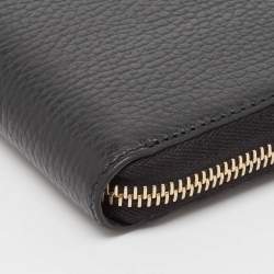 Gucci Black Leather Interlocking G Zip Continental Wallet