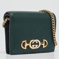 Gucci Green Leather Zumi Wallet On Chain