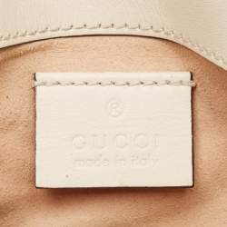 Pre Owned Gucci Off White Matelassé Leather Super Mini GG Marmont Shoulder Bag