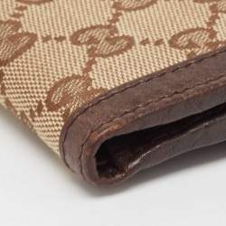 Gucci Brown/Beige GG Canvas and Leather Interlocking Icon French Wallet