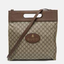 Pre Owned Gucci Beige/Brown GG Supreme Canvas and Leather Neo Vintage Tote