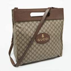 Pre Owned Gucci Beige/Brown GG Supreme Canvas and Leather Neo Vintage Tote