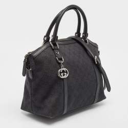 Gucci Black GG Canvas GG Charm Dome Satchel