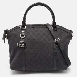 Gucci Black GG Canvas GG Charm Dome Satchel