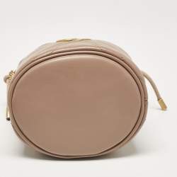 Pre Owned Gucci Beige Matelassé Leather Mini GG Marmont Torchon Bucket Bag      