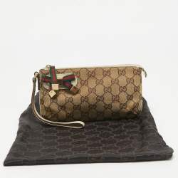 Gucci Beige GG Canvas and Leather Princy Wristlet Clutch