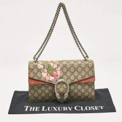 Gucci Pink/Beige Signature Coated Canvas and Suede Small Dionysus Shoulder Bag