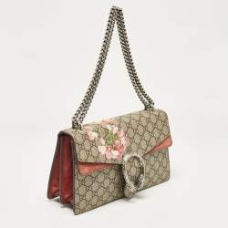 Gucci Pink/Beige Signature Coated Canvas and Suede Small Dionysus Shoulder Bag