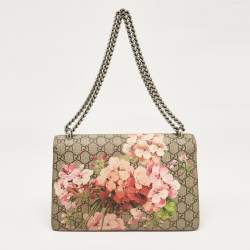 Gucci Pink/Beige Signature Coated Canvas and Suede Small Dionysus Shoulder Bag