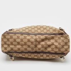 Pre Owned حقيبة يد غوتشي أبي جلد غوتشيسيما بنية