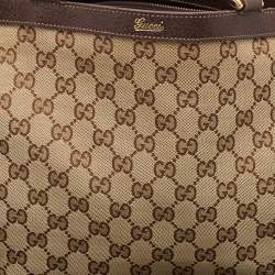 Pre Owned حقيبة يد غوتشي أبي جلد غوتشيسيما بنية