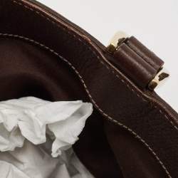 Pre Owned حقيبة يد غوتشي أبي جلد غوتشيسيما بنية