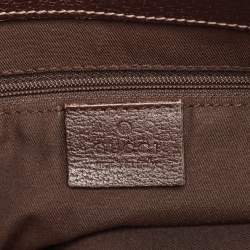 Pre Owned حقيبة يد غوتشي أبي جلد غوتشيسيما بنية