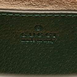 Pre Owned Gucci Green Leather Small Bamboo Diana Tote