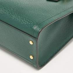 Pre Owned Gucci Green Leather Small Bamboo Diana Tote