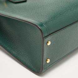 Pre Owned Gucci Green Leather Small Bamboo Diana Tote