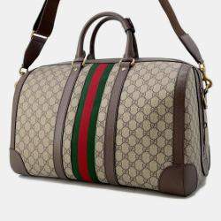 Gucci Beige/Brown GG Supreme Canvas Leather GG Supreme Ophidia Travel Bag