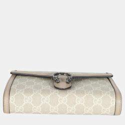 Gucci Beige White GG Supreme Canvas Dionysus Mini Chain Wallet