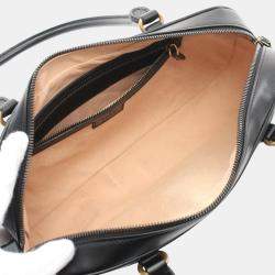 Pre Owned Gucci Black Leather GG Marmont Medium Tote Bag