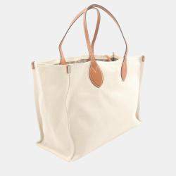 Gucci Beige Brown Canvas Leather Printed Bag