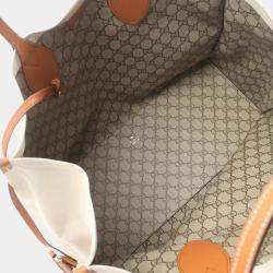 Gucci Beige Brown Canvas Leather Printed Bag