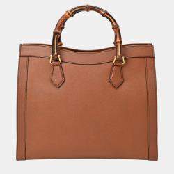 Gucci Brown Leather Bamboo Diana Medium Tote Bag