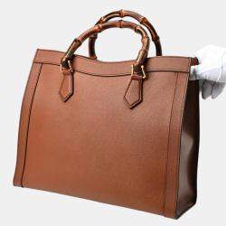 Gucci Brown Leather Bamboo Diana Medium Tote Bag