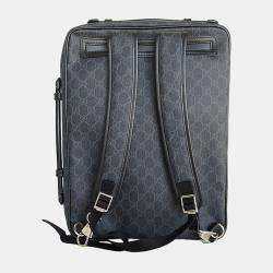 Gucci Black Grey Silver GG Supreme Backpack