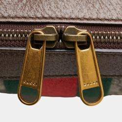 Gucci Beige Brown PVC Leather GG Supreme Sherry Line Ophidia Handbag