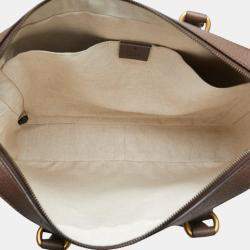 Gucci Beige Brown PVC Leather GG Supreme Sherry Line Ophidia Handbag