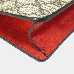 Pre Owned Gucci Beige Red GG Double Chain Crossbody bag