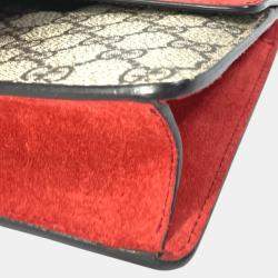 Pre Owned Gucci Beige Red GG Double Chain Crossbody bag