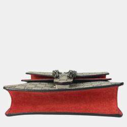 Pre Owned Gucci Beige Red GG Double Chain Crossbody bag