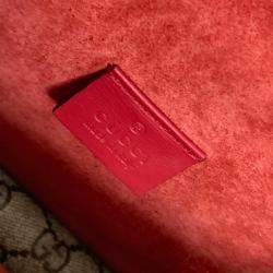 Pre Owned Gucci Beige Red GG Double Chain Crossbody bag