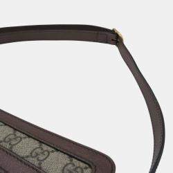 Gucci Beige Brown Canvas GG Supreme Ophidia Shoulder Bag