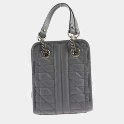 Gucci Gray Leather Quilting GG Marmont Handbag