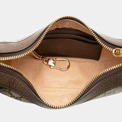 Gucci Beige Brown PVC Leather Half Moon Ophidia Handbag