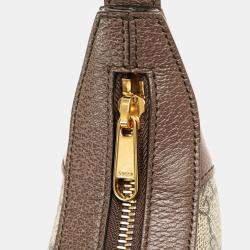 Gucci Beige Brown PVC Leather Half Moon Ophidia Handbag