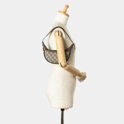 Gucci Beige Brown PVC Leather Half Moon Ophidia Handbag